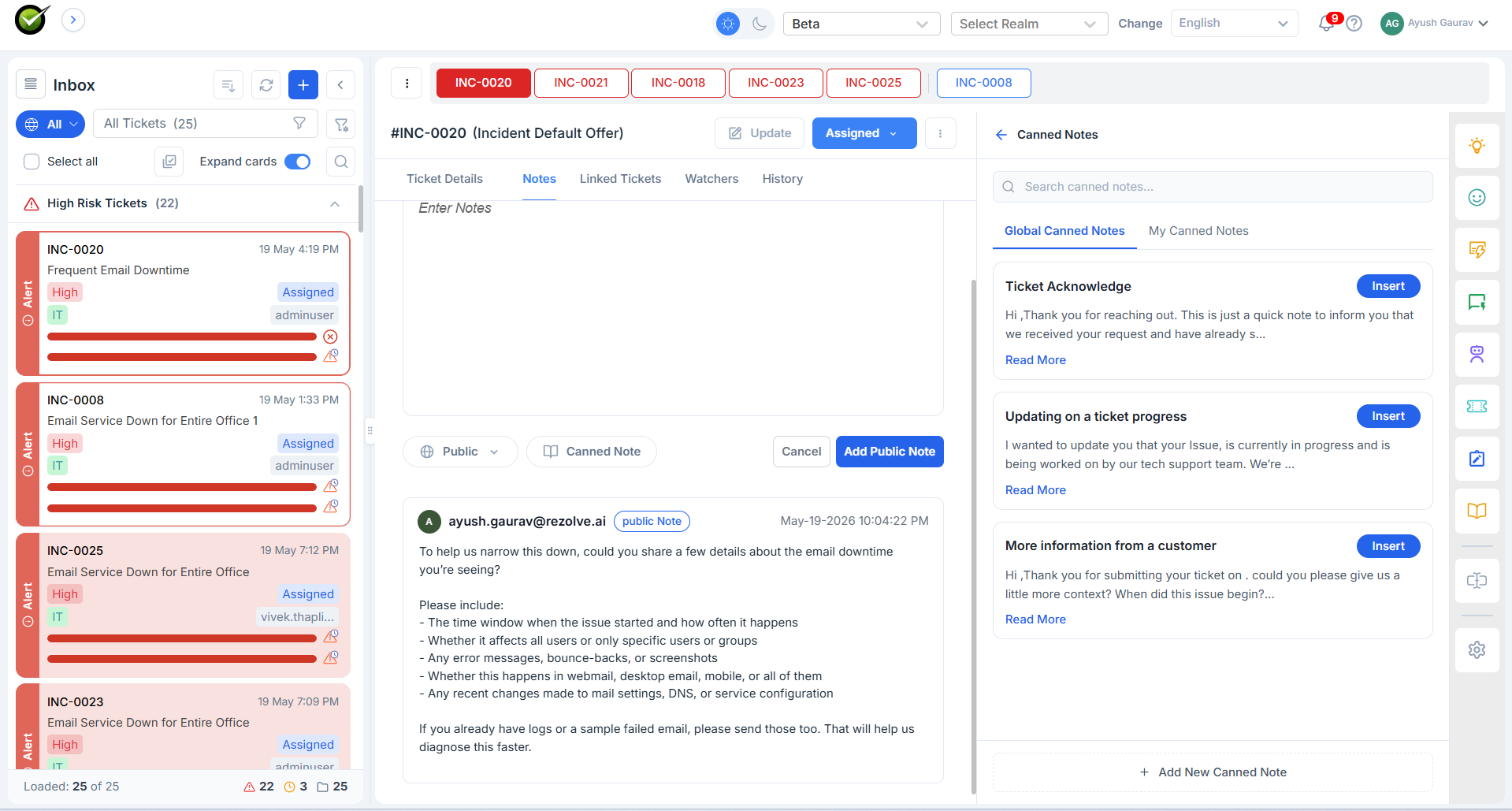 Canned Notes Interface