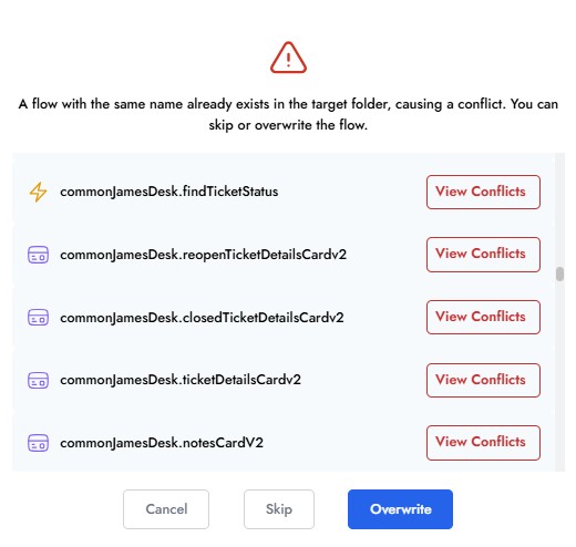 Conflicts Screen