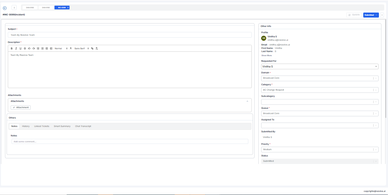 Incident Creation Interface