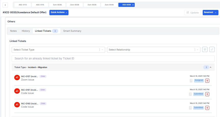 Ticket Linking Interface
