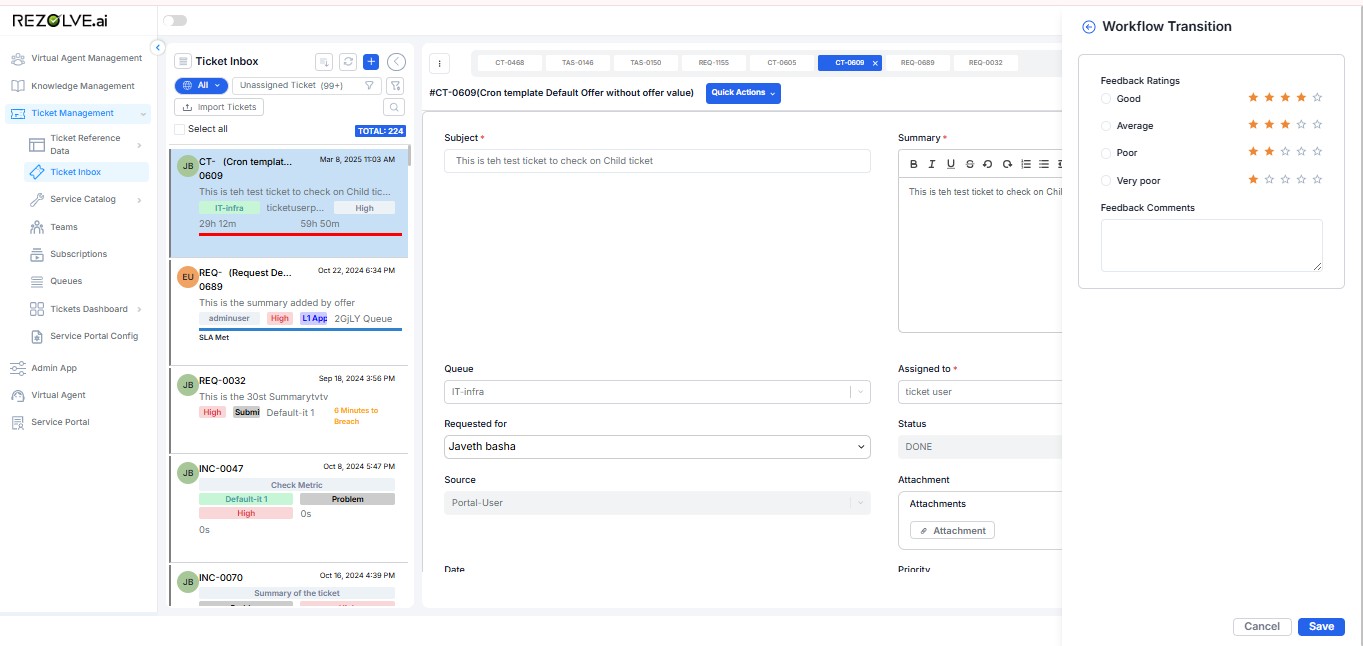 Portal Feedback Interface