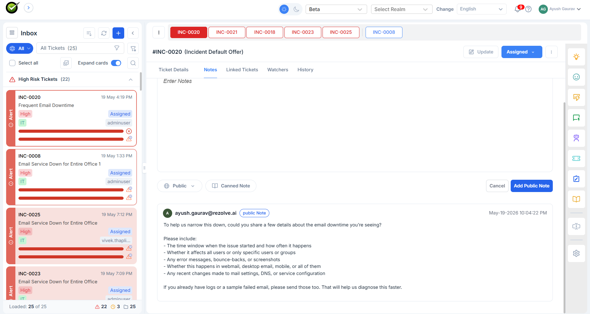Public Note Interface