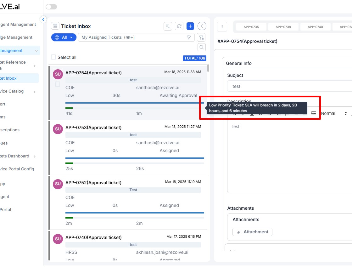 SLA Management Interface