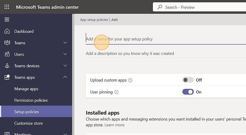 Name Setup Policy