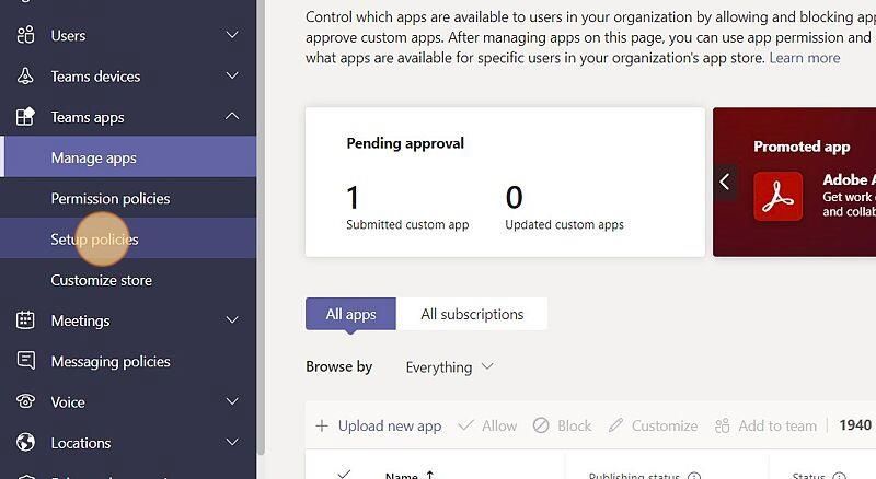 Add Setup Policy