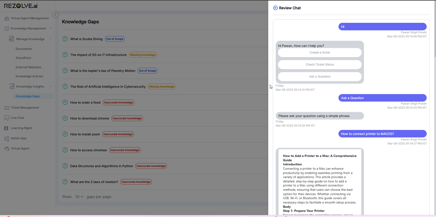 View Chat Interface
