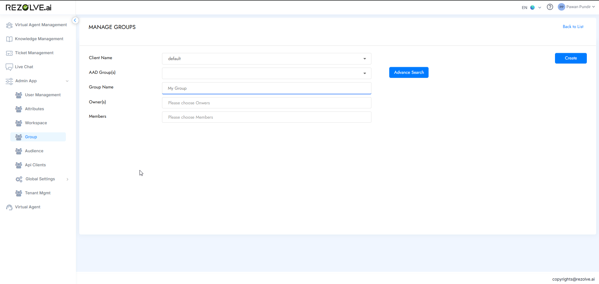 Create Matching Group