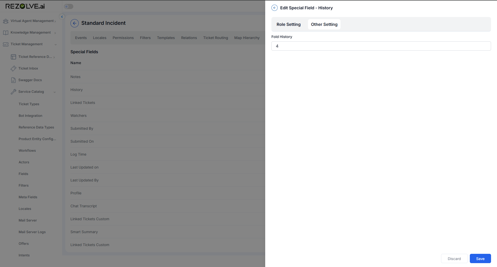 Fold History field on the Other Setting tab