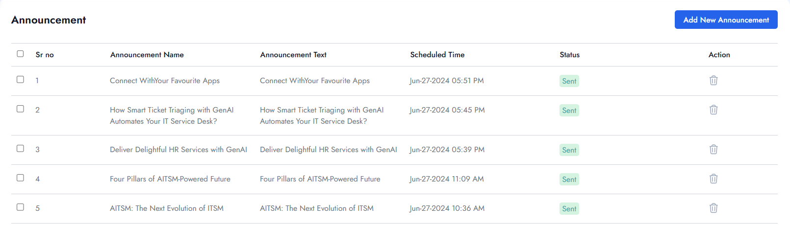 Announcement Logs