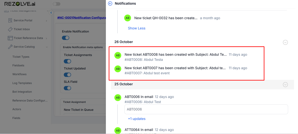 Ticket Created in Queue
