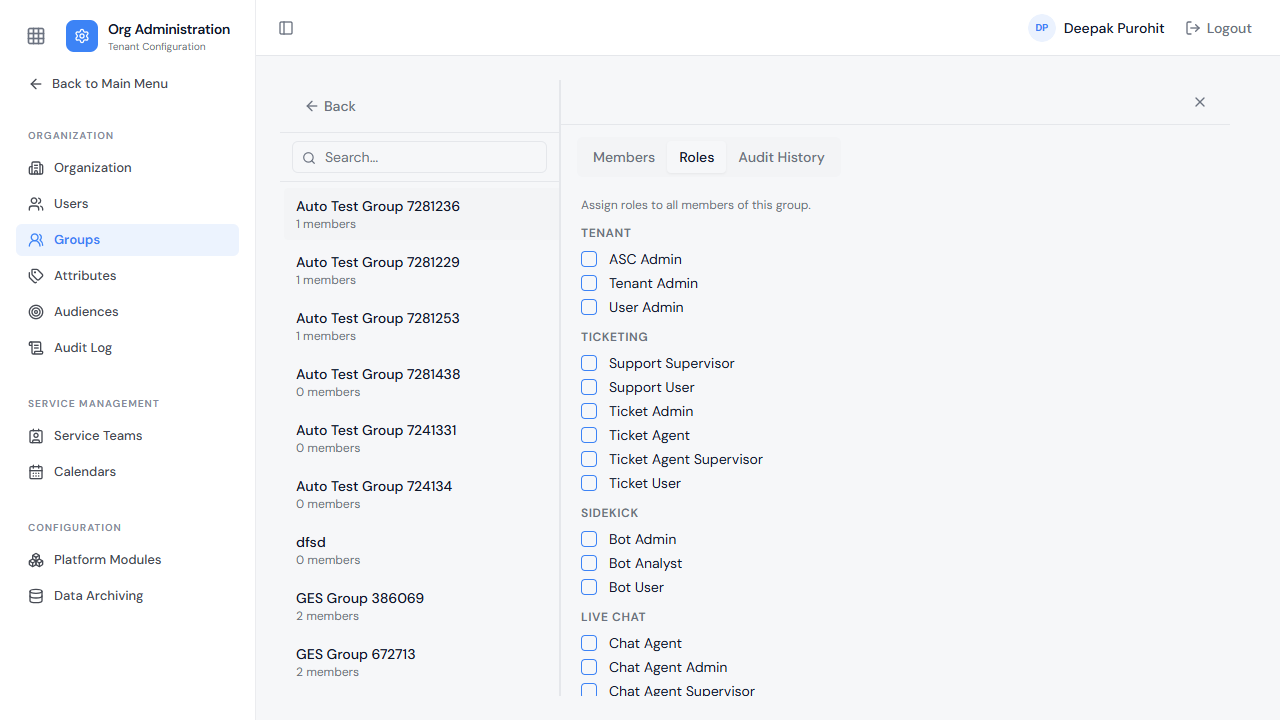 Assigning roles to a group — applies to all of its members