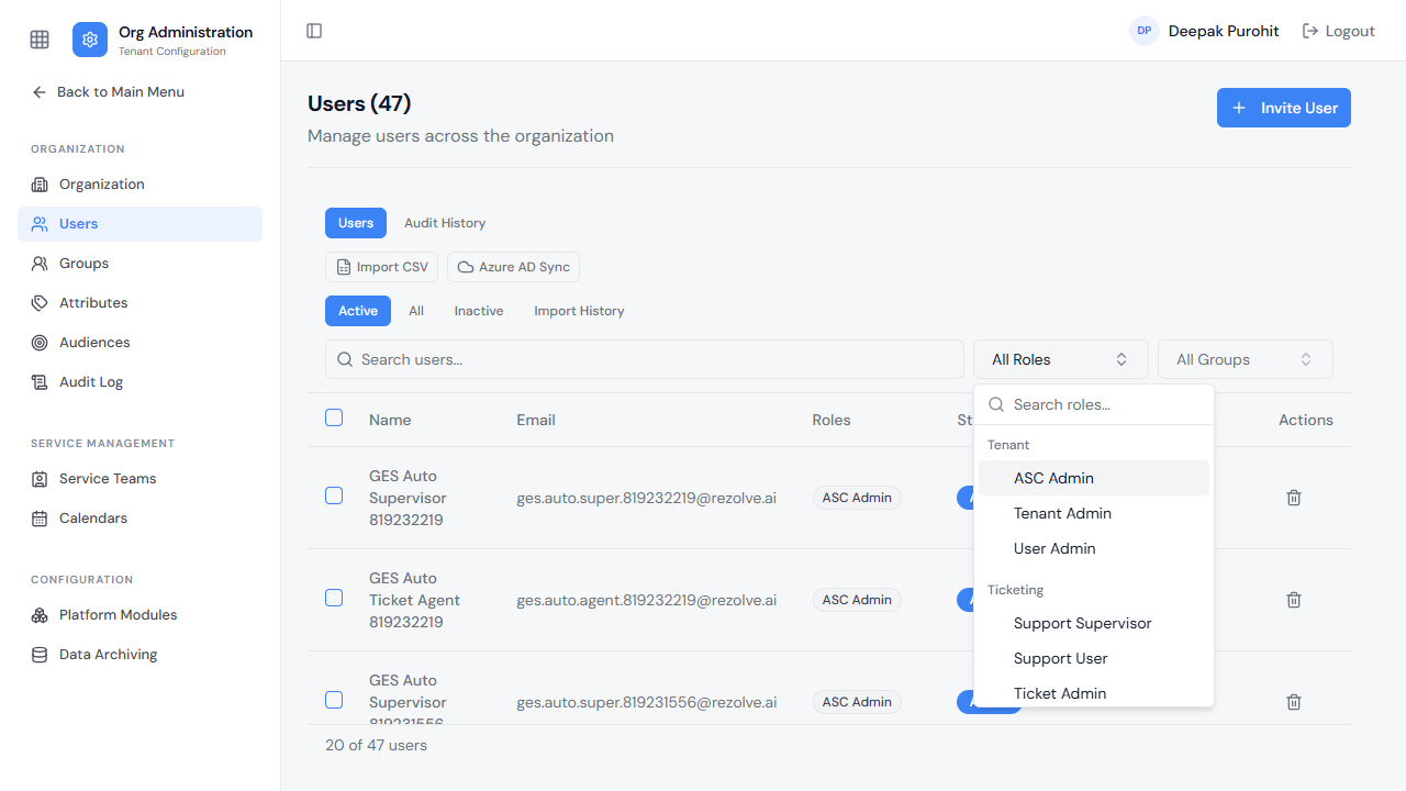 Filtering the Users list