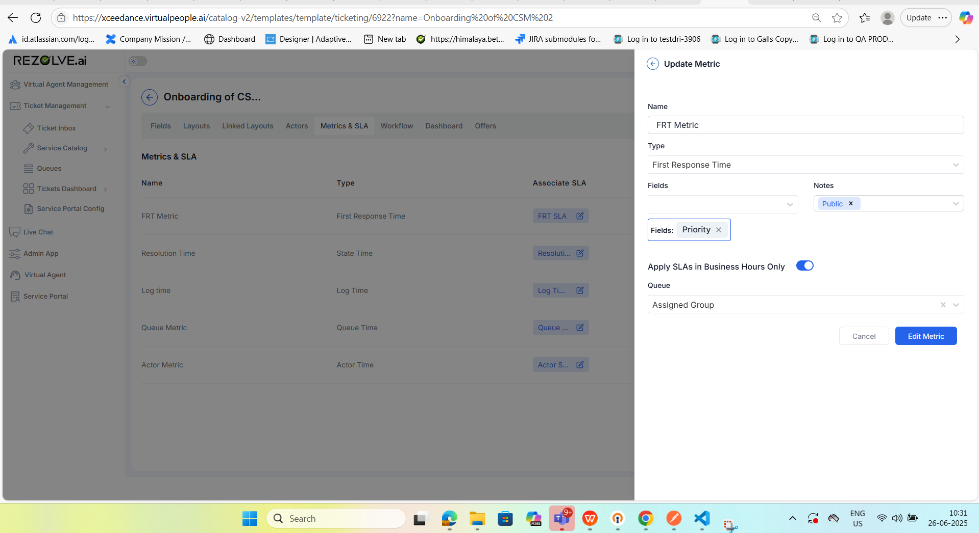 First Response Time Configuration