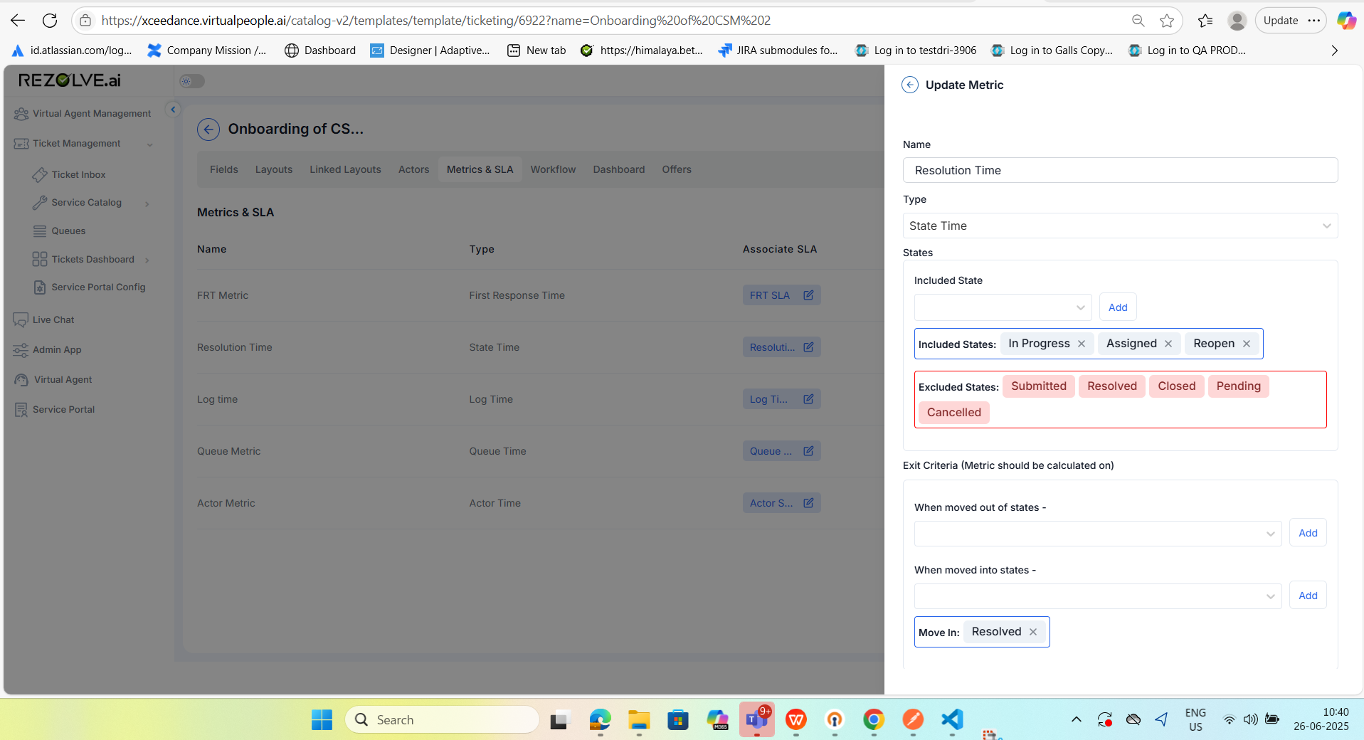 Resolution Time Configuration