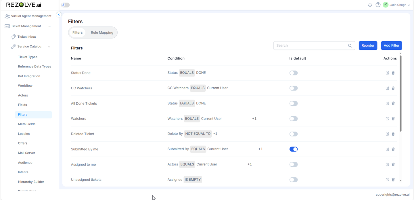 Filters | Rezolve Docs