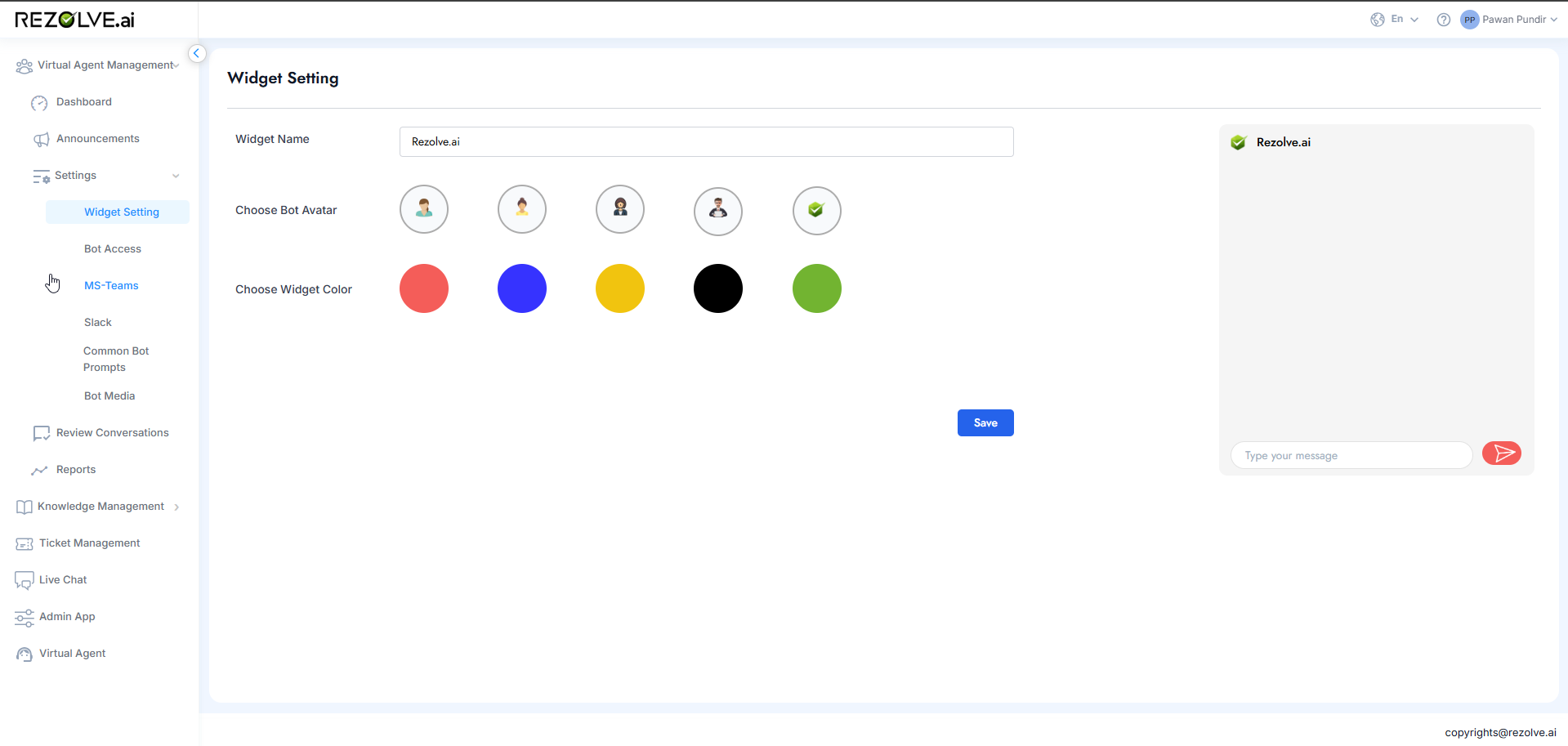 Widget Profile